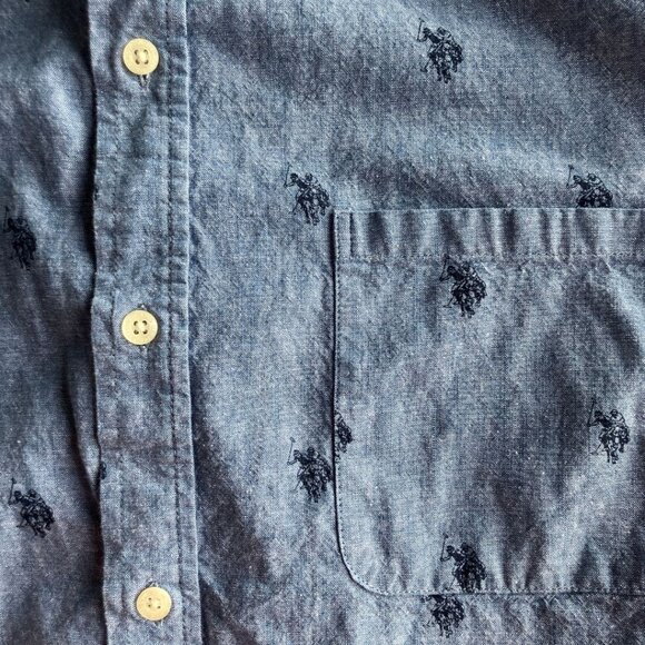 U.S. Polo Assn. Men's Collared Button Front Short Sleeve Cotton Logo Shirt 2XL - Picture 4 of 5